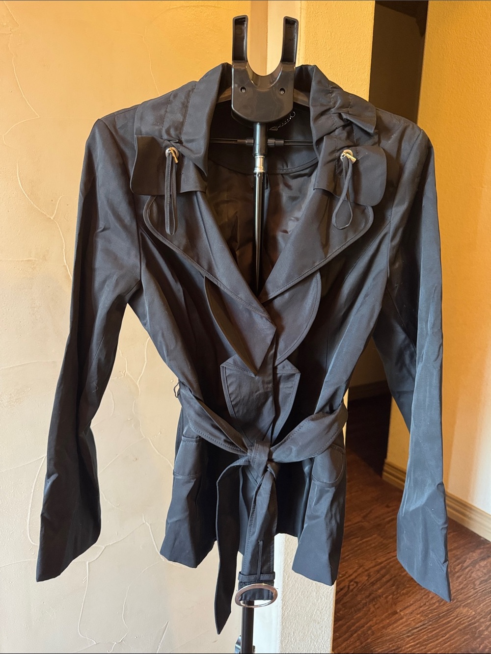 White House Black Market Black Belted Trench Coat